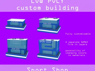 Sport shop low poly pack Low-poly 3D model