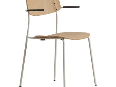 Ella Chair Four Legs base Laminate Short Armrest 3D model