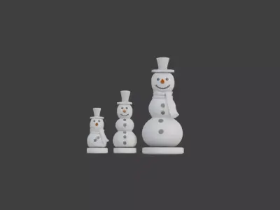 Three Little Snowman Low-poly 3D model