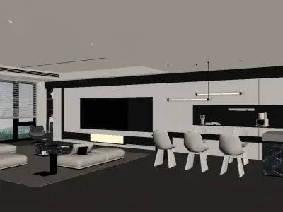 Modern Minimalist Living Room 3D model