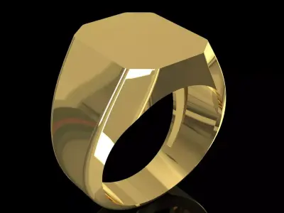 Modern Octagonal Flat Top Signet STL 3DM  Ring model mr0313 3D print model