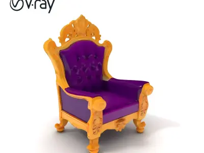 Ornate Royal Throne Chair Model Pack Low-poly 3D model
