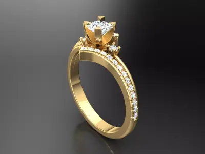 Ring M3 The luxury female ring with gems wedding 3D print model