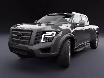 Nissan 4x4 Car Metallic Grey Dark Low-poly 3D model