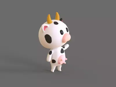 Little Funny Cow Animated Low-poly 3D model