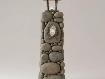 Stone Lantern Pillar Low-poly 3D model