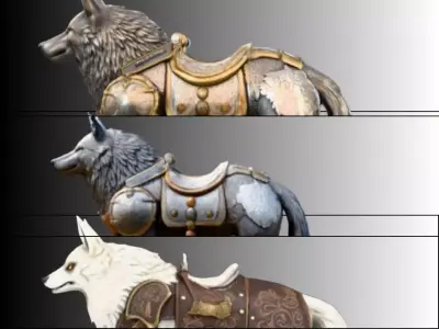 Armored Dire Wolf Low-poly 3D model