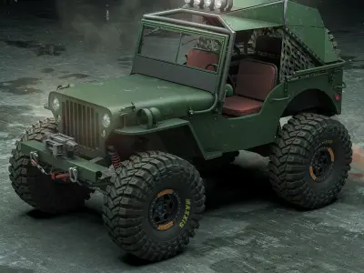 Willys Monster Low-poly 3D model