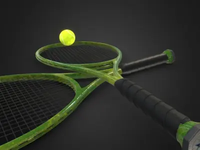 Tennis racket Low-poly 3D model