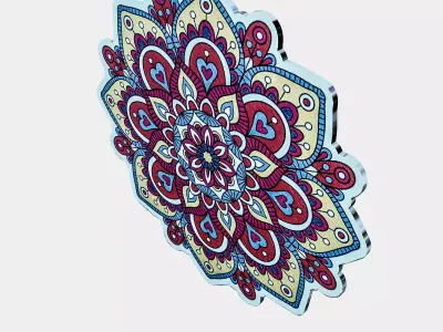 coaster mandala sticker Low-poly 3D model