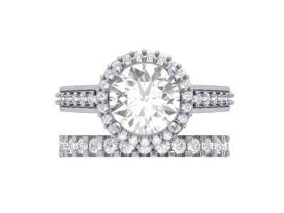 Bridal Set Solitaire Wedding Ring 3D print model