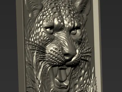 Angry Leopard Head A66 3D print model