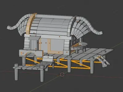 fishHouse house with roof 3D model
