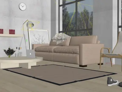 Living Room Low-poly 3D model