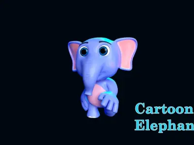 Cartoon Elephant Gaming Animation Low-poly 3D model