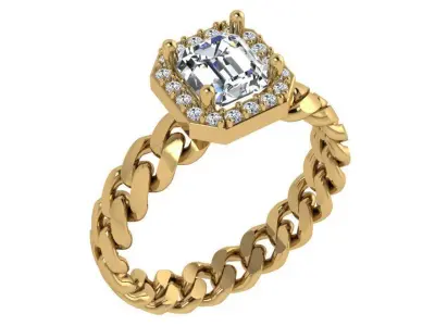 Emerald Halo Chain Ring 4503 3D print model