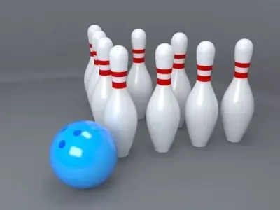 The Bowling ball hitting pins 3D model