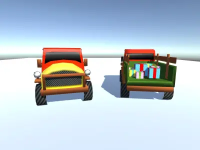 Santa Truck with Christmas Gitfs low-poly 3D model Low-poly 3D model