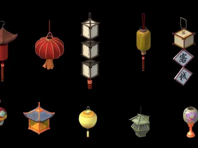 Game Building Decoration - Lantern 01 3D model