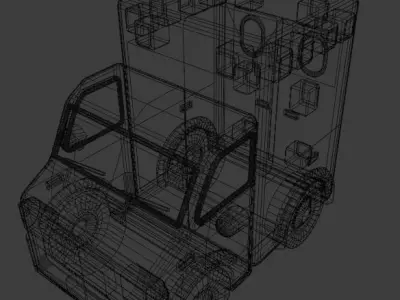 Tiny cartoon ambulance car Low-poly 3D model