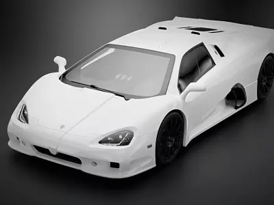 SSC Ultimate Aero 2010 Full White Paint - Interior Included Low-poly 3D model