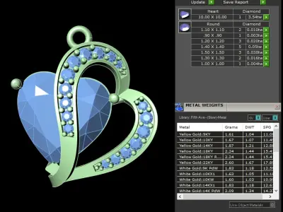 light weight yellow gold  diamond pendent -DOC-P8094 3D print model