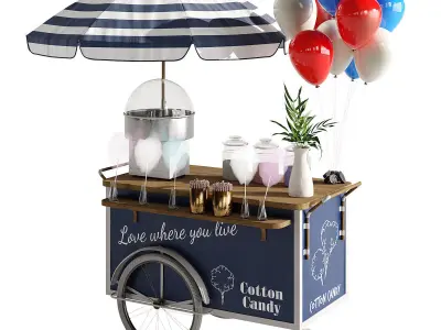 Cotton candy cart 3D model