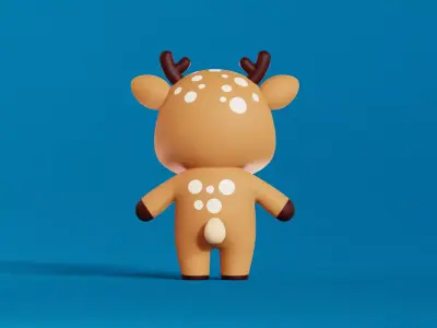 Deer Character Cartoon  Chibi Kawaii low-poly 3d model Low-poly 3D model