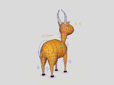 Stag deer rigged toon 3d model  Low-poly 3D model