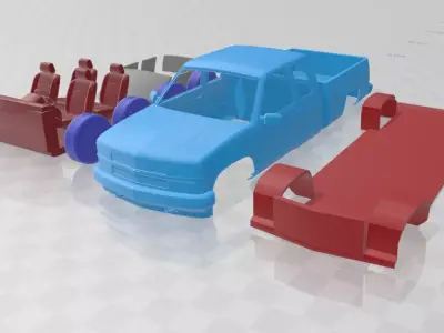 Chevrolet C1500 Extended Cab 1988 - Separate Parts STL Model 3D print model