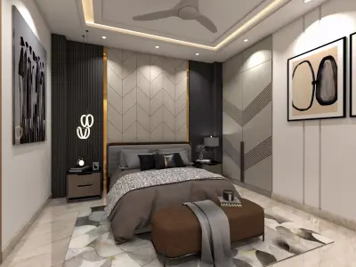Modern Luxury Bedroom Interior SketchUp  V-Ray Render 3D model