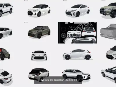 Toyota 6 car colection 3D Model Collection