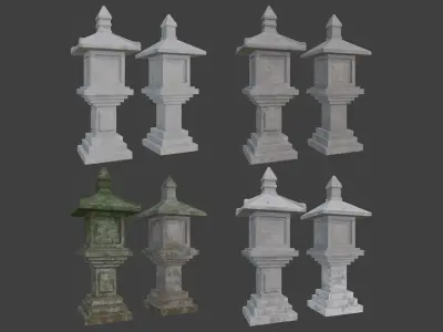 Pagoda Stone Statue Low-poly 3D model