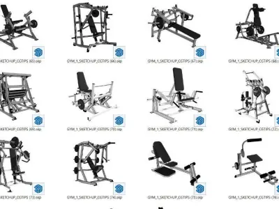32 Sketchup Fitness Machines Model 3D model