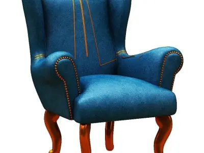Armchair wing chair Low-poly 3D model