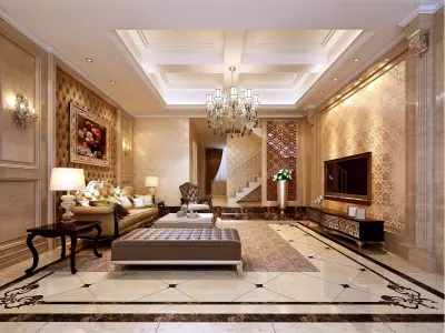 Living Room Design 3D model