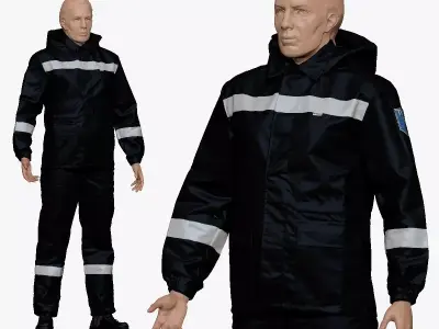 001157 engineering suit black white Low-poly 3D model