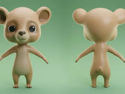  Bear Cartoon Low-poly 3D model