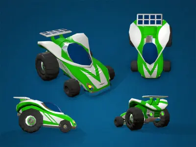 2 low poly cartoon cars 3D model