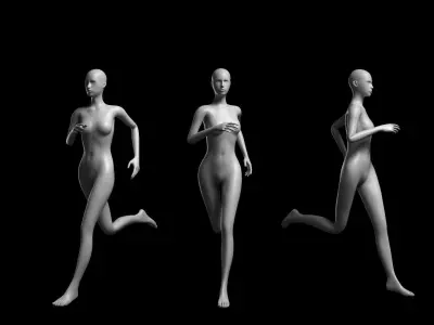 Animated Female Mesh - 12 sport poses v4 Low-poly 3D model