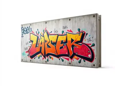 Urban Graffiti Wall model pack Low-poly 3D model