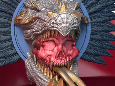 Dragon and skull -V01 3D print model