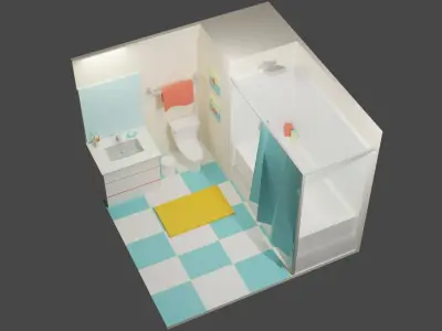 Bath Room 2 Low-poly 3D model