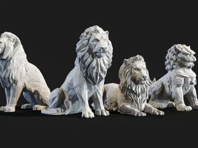 Paper Lions - 5 lowpoly PBR models Low-poly 3D model