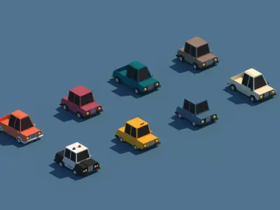 Cartoon Low Poly Cars Package Low-poly 3D model