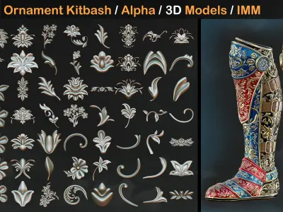 180  Ornament Kitbash - Alpha-3D Models -IMM  vol 03 Low-poly 3D model
