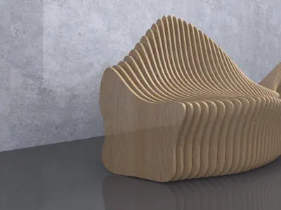 Parametric Wavy Wooden Furniture - Bench - CNC files for cutting 3D model