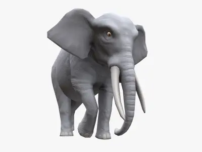 Elephant with tusks Low-poly 3D model