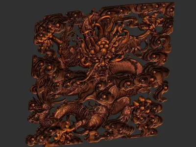 dragon chinese carving 3D print model