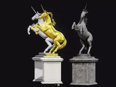 Unicorn Statues Low-poly 3D model